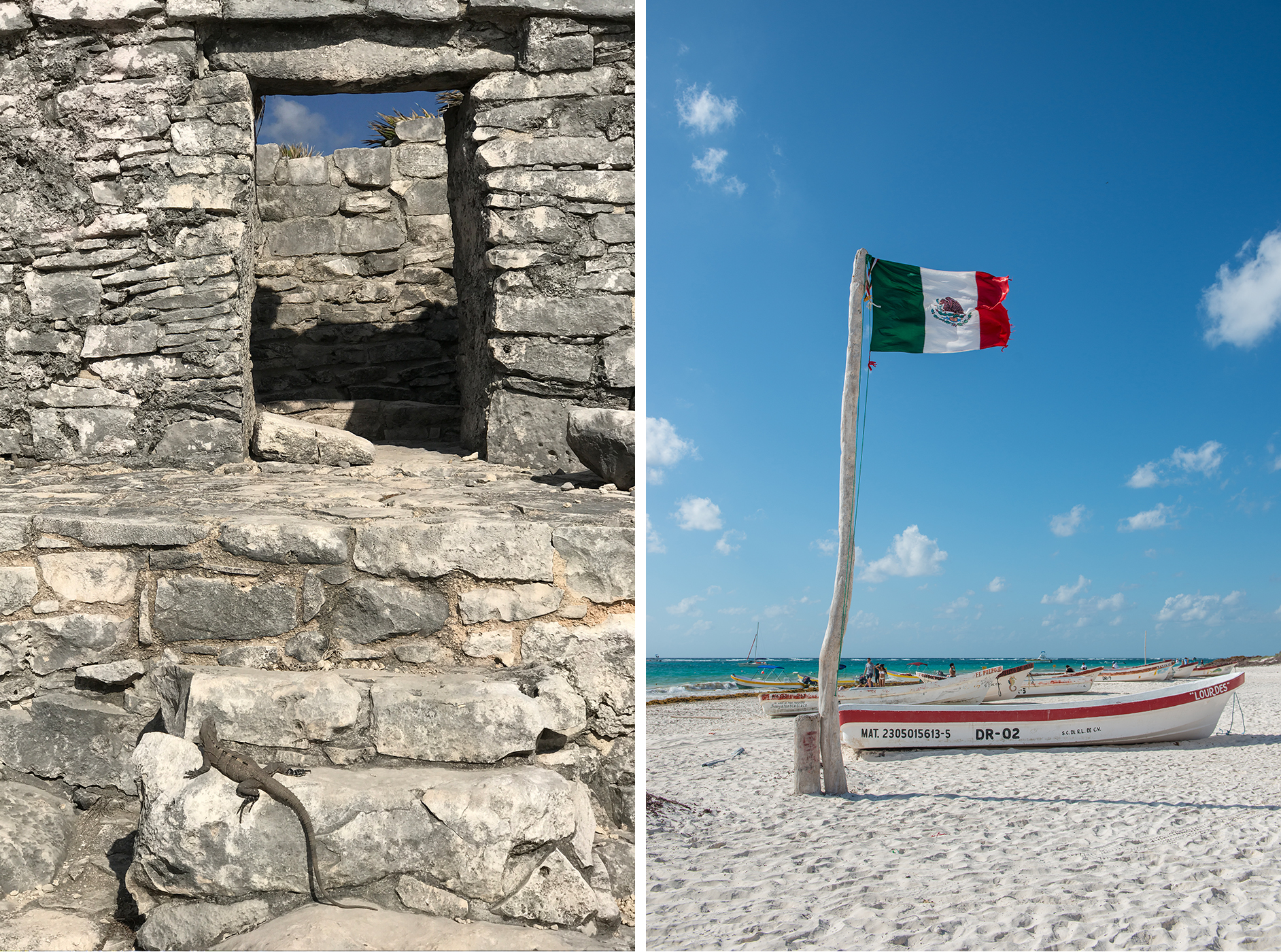 tulum ruins beach boat